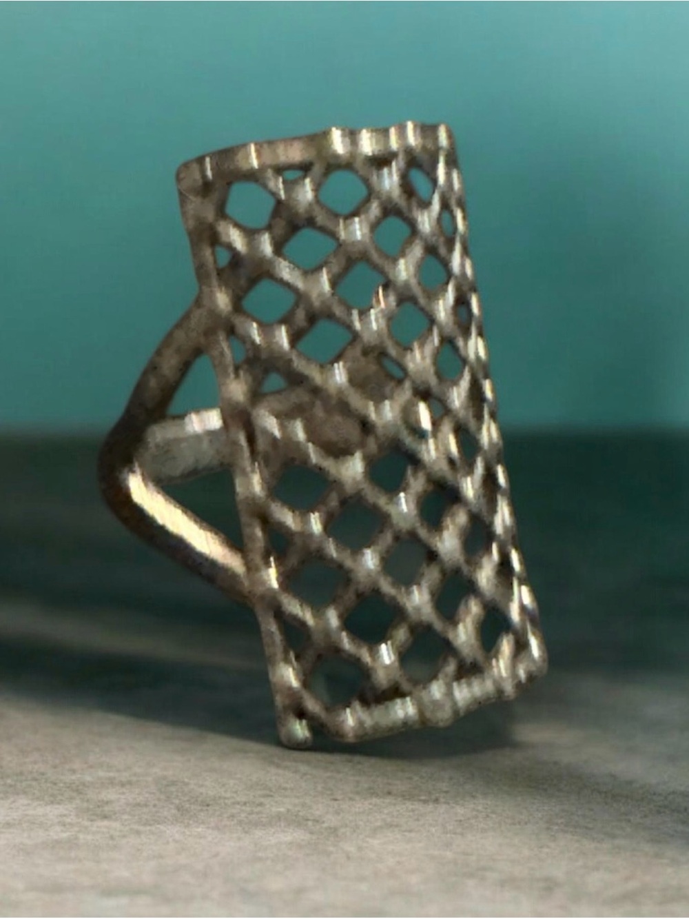 Silver Openwork Mesh Statement Ring size 9
1122